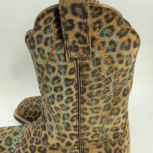 Ariat Kid's Primetime Leopard print Brown Leather US 1 Western Boot 10044422 - Picture 3 of 12
